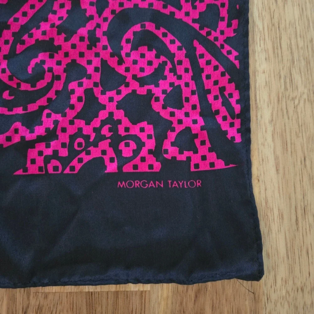 Vintage 100% Silk Scarf Geometric Diamond Paisley Rectangle Morgan Taylor NWT